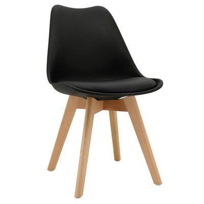 Cushion chair in black polypro and beech-MCH1782C