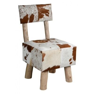 Chair in cowhide and eucalyptus-MCH1800