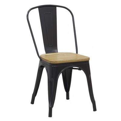 Chaise industrielle en métal et bois d'orme huilé-MCH1840