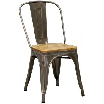 Chaise en acier brossé et bois d'orme huilé-MCH1850 1