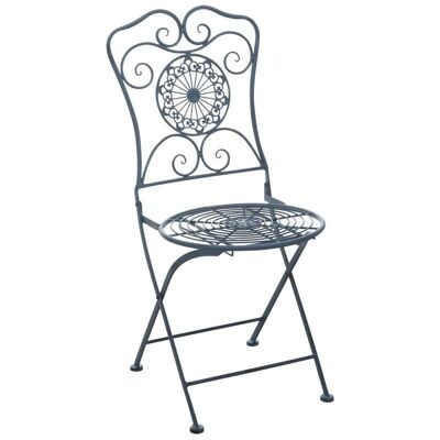 Folding chair in antique blue metal-MCT1200