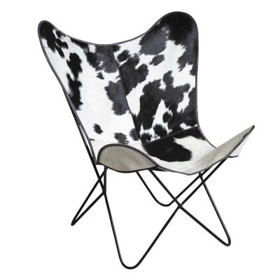 Butterfly armchair in black cowhide-MFA2520C