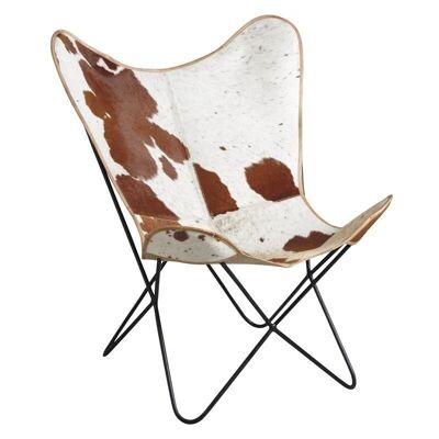 Butterfly armchair in brown cowhide-MFA2530C