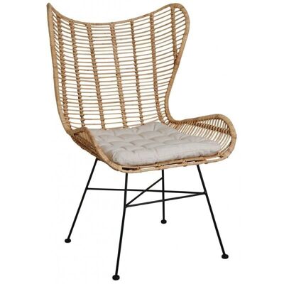 Armchair in natural rattan and metal-MFA2640C
