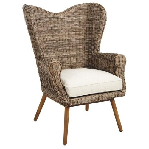 Fauteuil en poelet gris et teck-MFA2670C