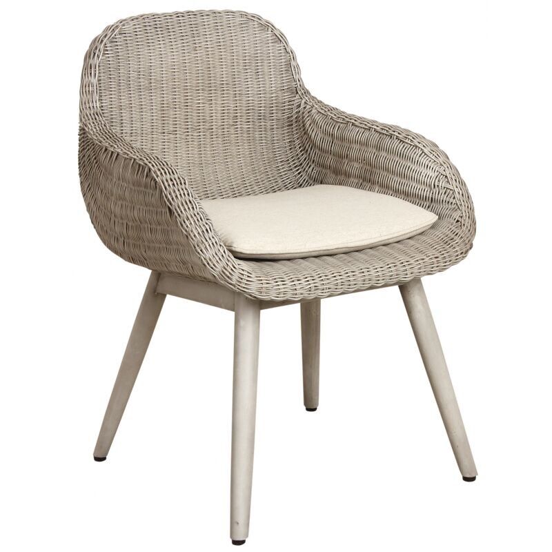 Poltrona in rattan grigio e legno-MFA2690C