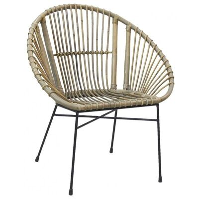 Poltrona in rattan grigio e metallo-MFA2740