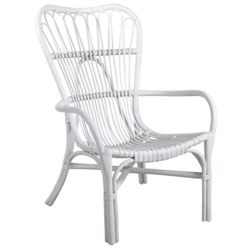 Fauteuil en rotin laqué blanc-MFA2750