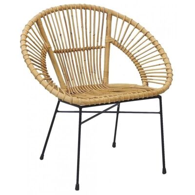 Armchair in natural rattan and metal-MFA2770