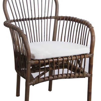 Poltrona in rattan grigio con cuscino-MFA2780C