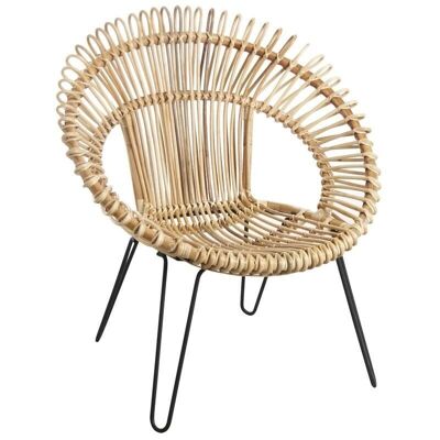 Round armchair in natural rattan and metal-MFA2870