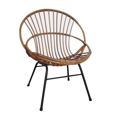 Armchair in lacquered rattan and metal-MFA2910