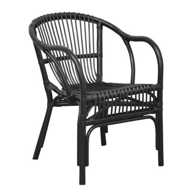 Black lacquered rattan armchair-MFA2920