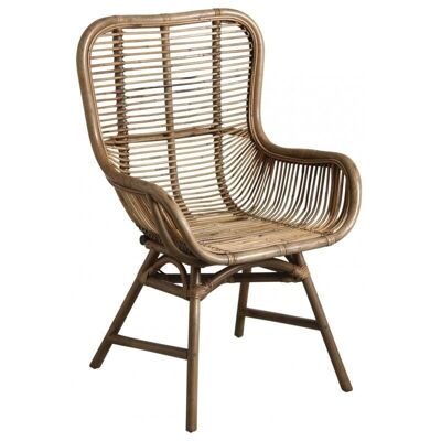 Gray stained rattan armchair-MFA2980