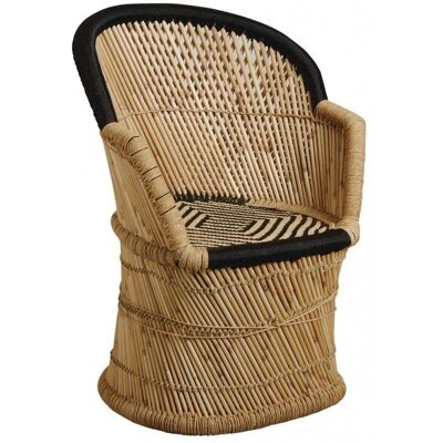 Armchair in natural and black reed-MFA3000