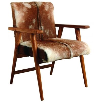 Armchair in teak and brown goatskin-MFA3110C