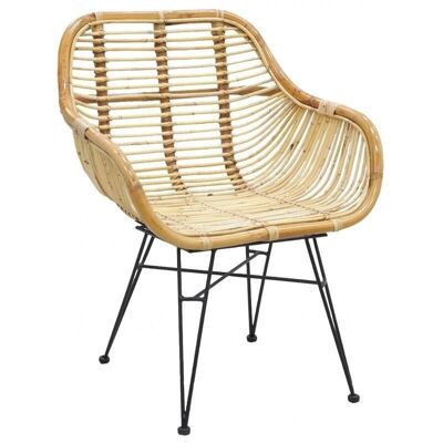 Raw rattan armchair and metal leg-MFA3140