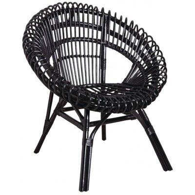 Sun lounger in black lacquered rattan-MFA3230