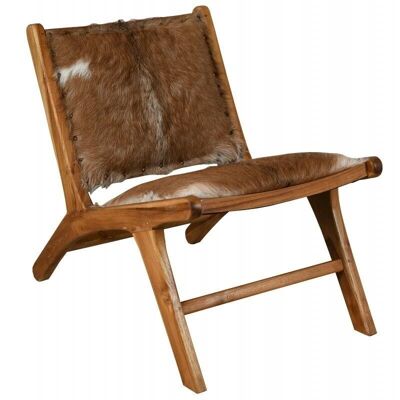 Armchair in teak and goatskin-MFA3330