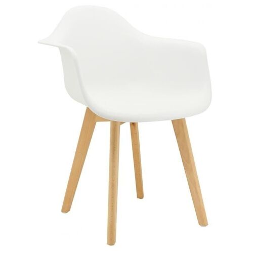 Fauteuil en polypro blanc et bois-MFA3401