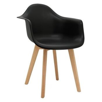 Fauteuil en polypro noir et bois-MFA3402