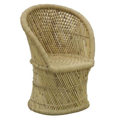 Round armchair in natural reed-MFA3660