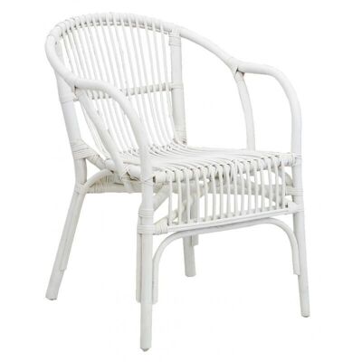 White lacquered rattan armchair-MFA3670