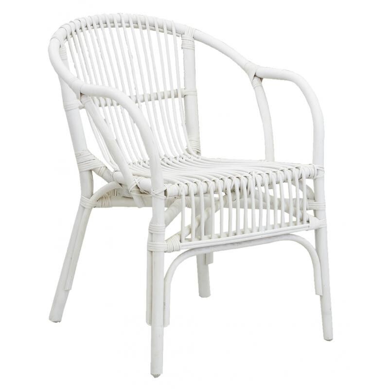 Fauteuil en rotin laqué blanc-MFA3670