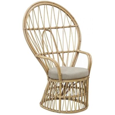 Poltroncina con schienale alto in rattan patinato-MFA3680C