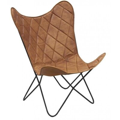 Brown Leather Butterfly Armchair-MFA3730
