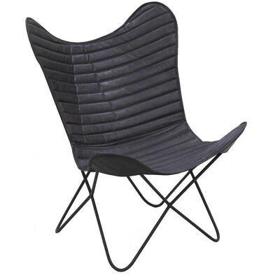 Butterfly armchair in black leather-MFA3740