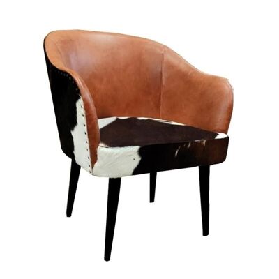 Armchair in leather and cowhide-MFA3760