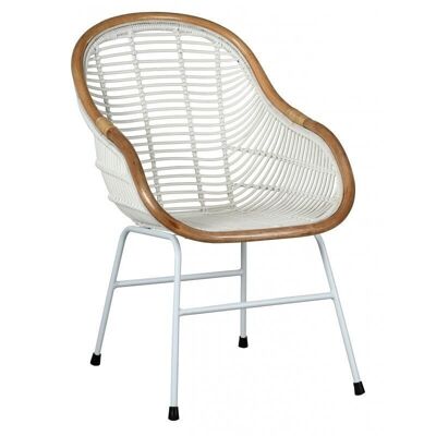 White and natural openwork synthetic rattan armchair-MFT1320