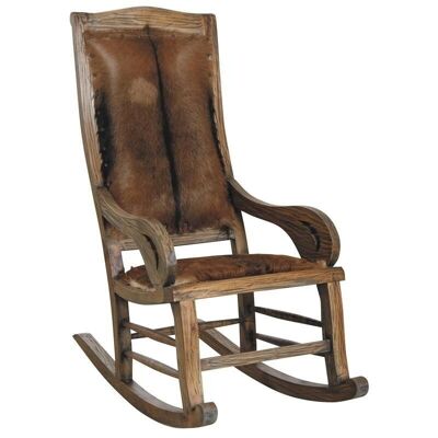 Rocking chair in mahogany and goatskin-MRO1170C