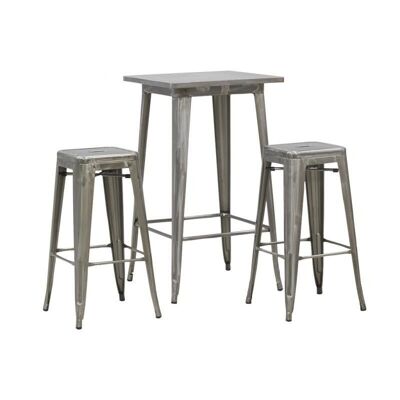 High table and stool set in brushed steel-MST148S