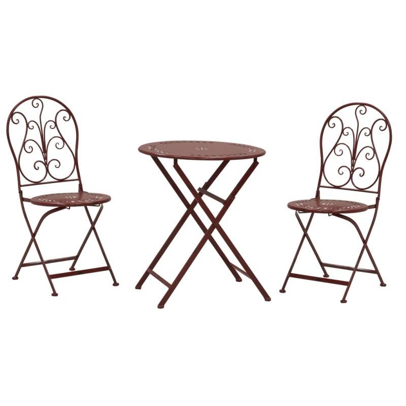 Sala de estar de 3 piezas en metal lacado rojo antiguo-MST151S