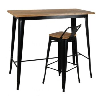 Table haute en métal noir et bois d'orme huilé-MTA1690 2