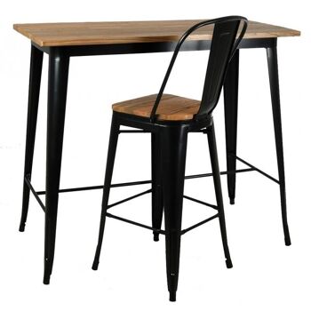 Table haute en métal noir et bois d'orme huilé-MTA1690 3