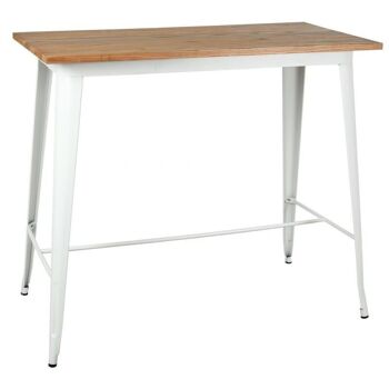 Table haute industrielle en métal blanc et bois d'orme huilé-MTA1700 1