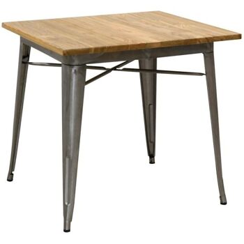 Table industrielle en acier brossé et bois d'orme huilé-MTA1740 1
