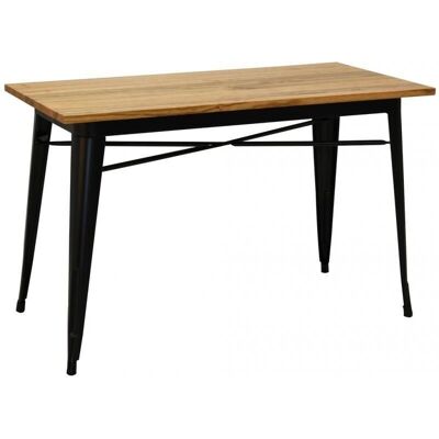 Table industrielle en métal noir et bois d'orme huilé-MTA1750