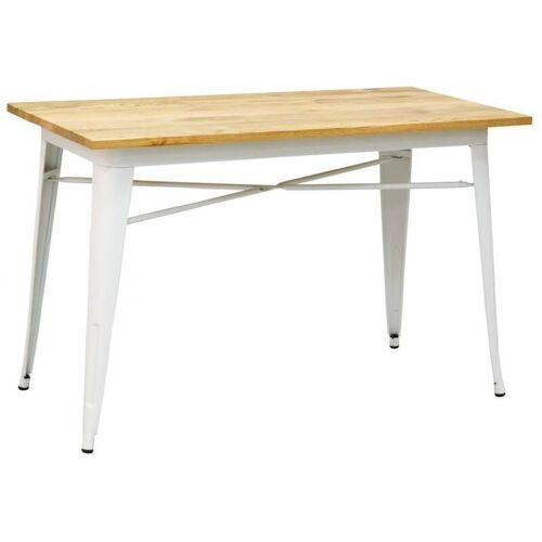 Table industrielle en métal et bois d'orme huilé-MTA1760
