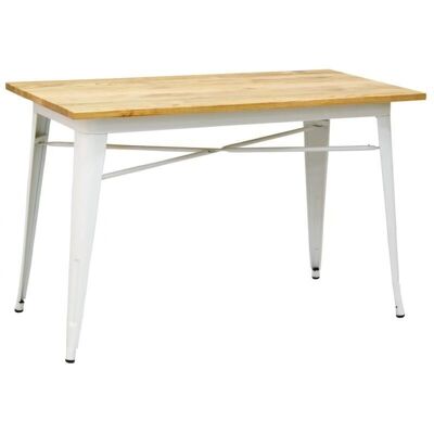 Table industrielle en métal et bois d'orme huilé-MTA1760