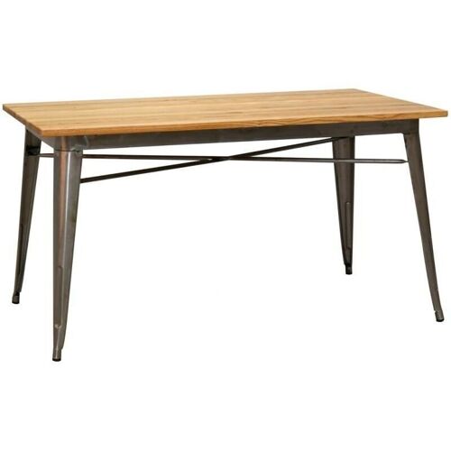 Table industrielle en métal et bois d'orme huilé-MTA1770