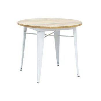 Table industrielle en métal blanc et bois d'orme huilé-MTA1780 1
