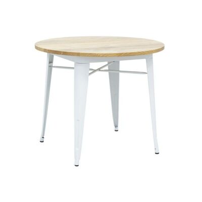 Table industrielle en métal blanc et bois d'orme huilé-MTA1780