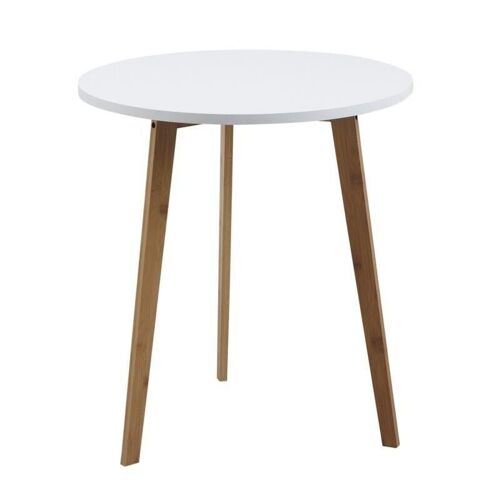 Table d'appoint ronde en bois et MDF laqué blanc-MTB1280