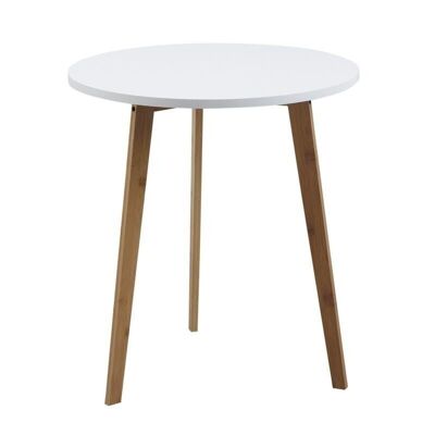 Round side table in wood and white lacquered MDF-MTB1280