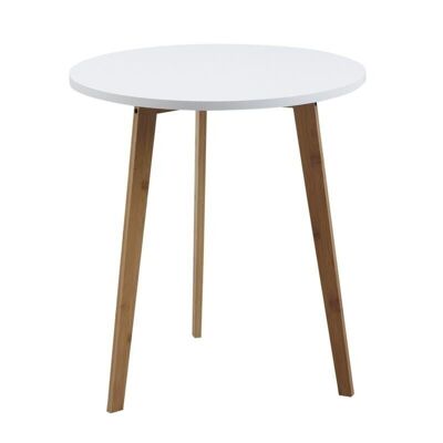 Mesa auxiliar redonda en madera y MDF lacado blanco-MTB1280