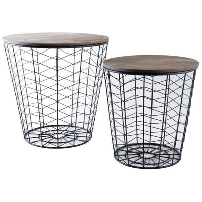 Round coffee tables in wood and metal-MTB138S